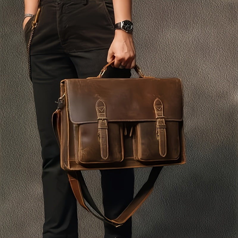 Liam | Retro Leather Crossbody Laptop Travel Messenger Handbag