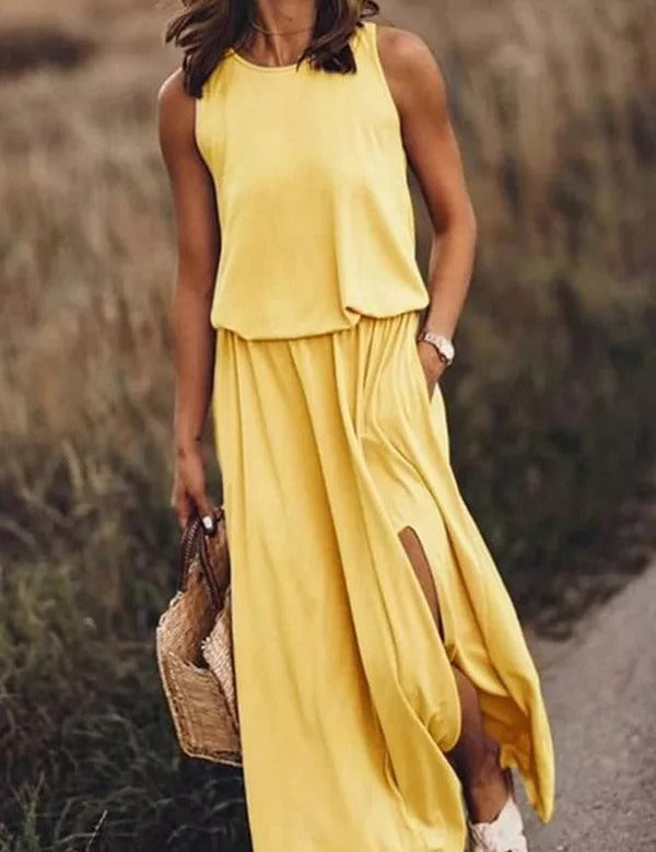 Rania | Flowing Slit Maxi Dress for Effortless Elegance