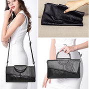 Clara | Retro Leather Shoulder Bag with Crocodile Pattern