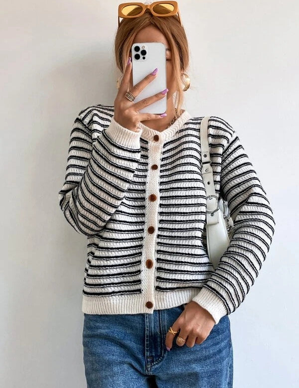 VAIDA | Striped Cardigan with Buttons