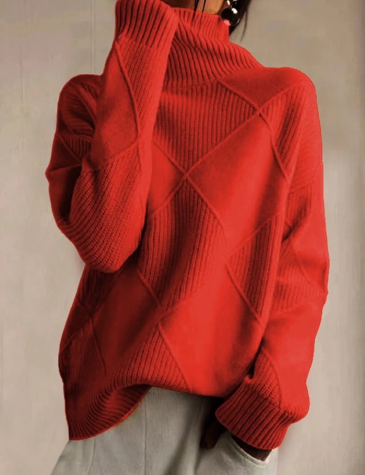 Knitting sweaters with high collar and modern color contrast-3