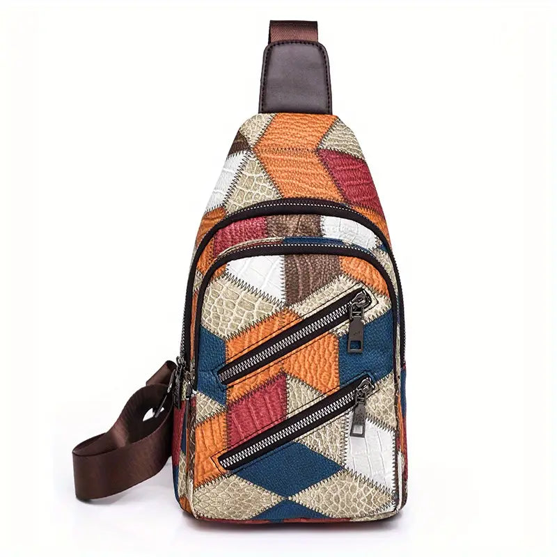 Fleur | Women's Color Block Crossbody Bag made of embossed PU Leather