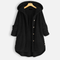 Ladies long winter button down jacket | Hood-2