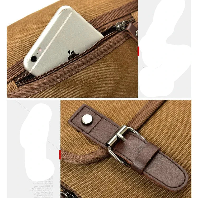 Luca | Small Canvas Crossbody Messenger Bag with Multiple Compartments