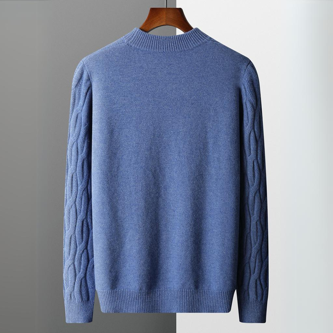 Unisex Cashmere Sweater – Relaxed Fit – Cable Knit – Ribbed Crew Neck-6
