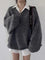 Knitted V-neck sweater for women-4