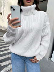 Sweater with turtleneck made of soft rope for cold days-3