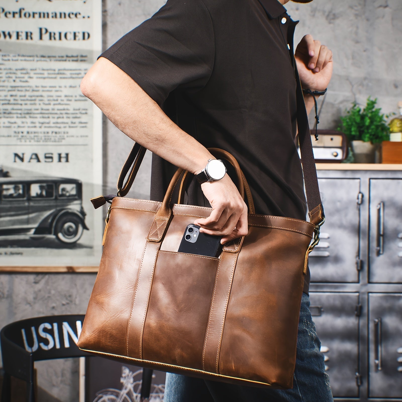 Felix | Vintage Leather Crossbody Travel Laptop Messenger Bag