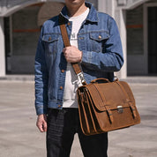 Daniel | Men's Leather Crossbody Messenger Laptop Bag Travel Bag