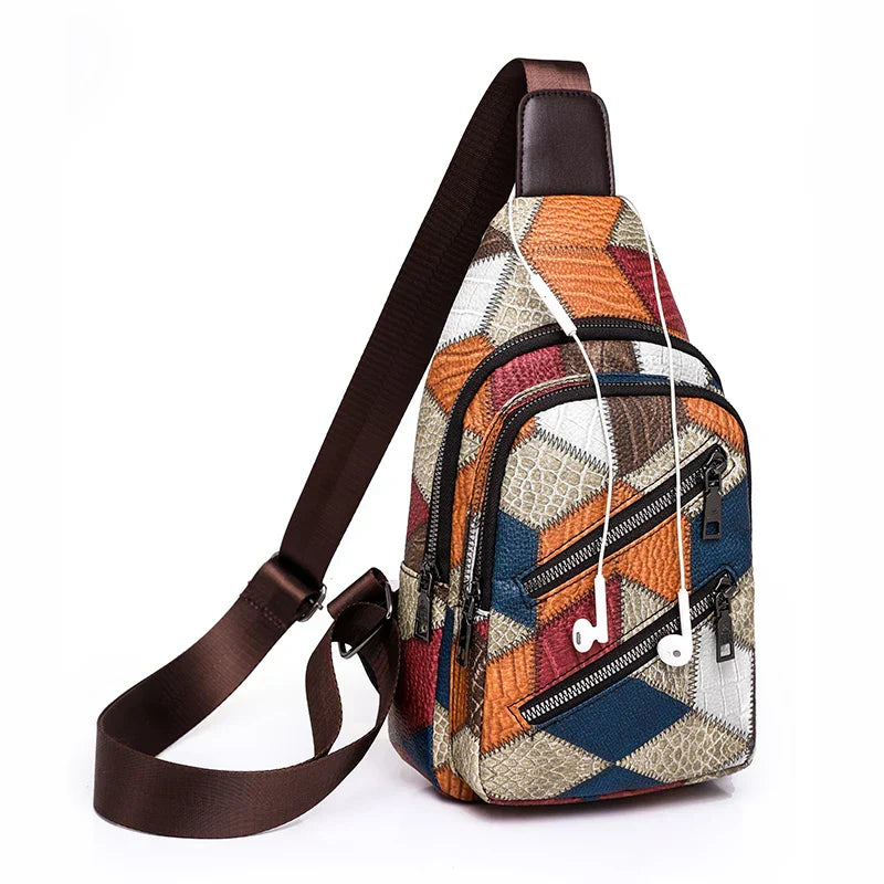 Fleur | Women's Color Block Crossbody Bag made of embossed PU Leather