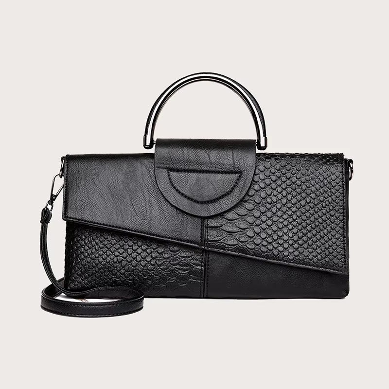 Clara | Retro Leather Shoulder Bag with Crocodile Pattern