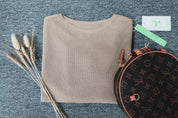 Sweater in noble gold with a round neckline for women-3