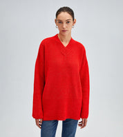 Sweater with hood in red for a casual and comfortable look for women-1