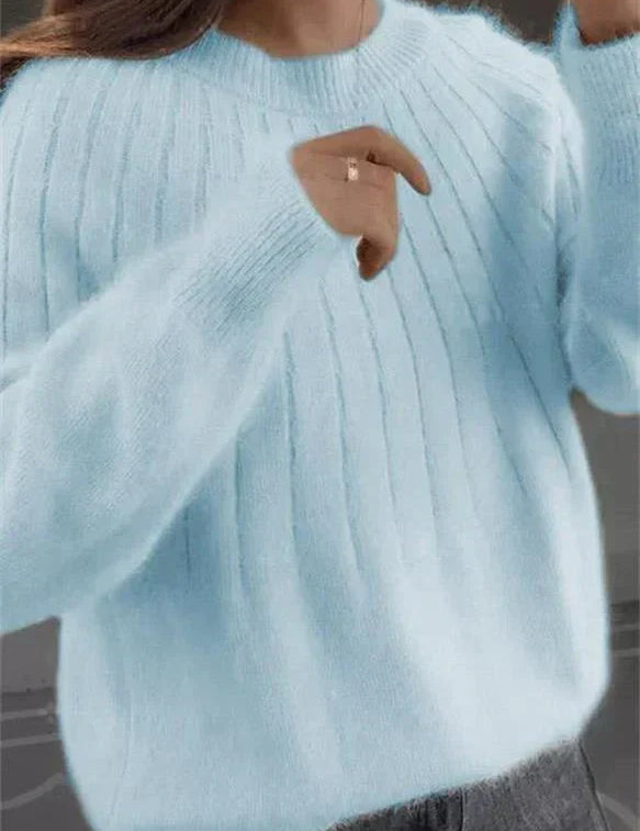 Fluffy knitting sweater made of acrylic fiber for women-6