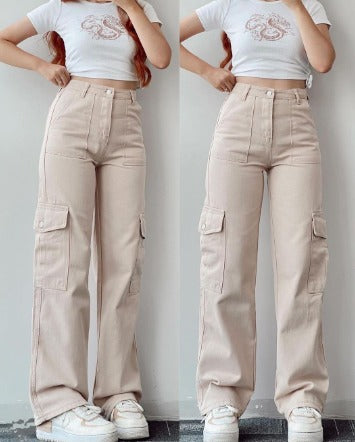AYLA | Cargo Jeans with Pockets Women