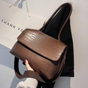 Eva | Luxe Croc-Flap Shoulder Bag