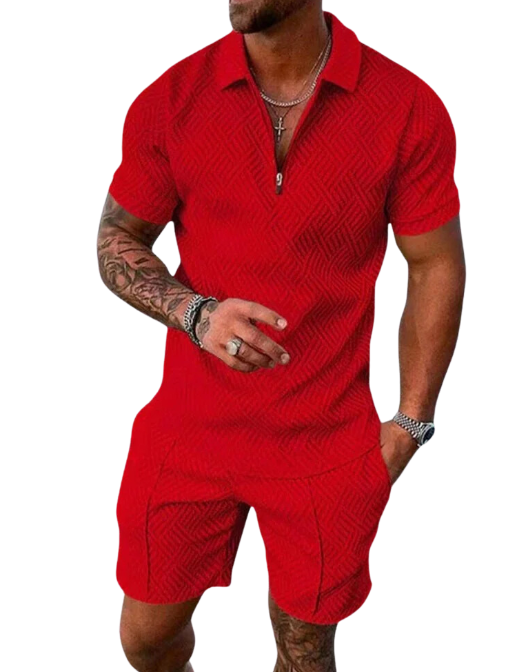 Peter | Stylish Textured Polo and Short Set