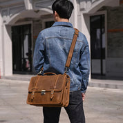 Daniel | Men's Leather Crossbody Messenger Laptop Bag Travel Bag