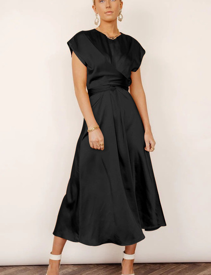 JASMIN | Cross-Over Satin Dress