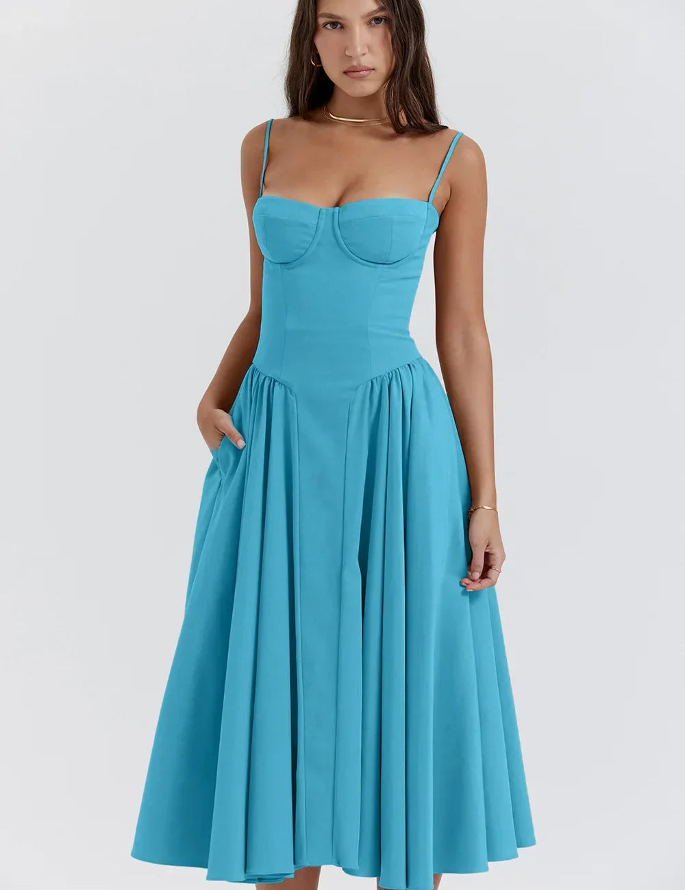 TULUM | Chic Sleeveless Midi Sun Dress With Corset Fit