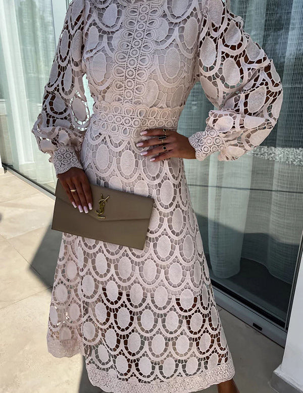 Chic Multicolor Lace Midi Dress | Exquisite Elegance for a Feminine Flair