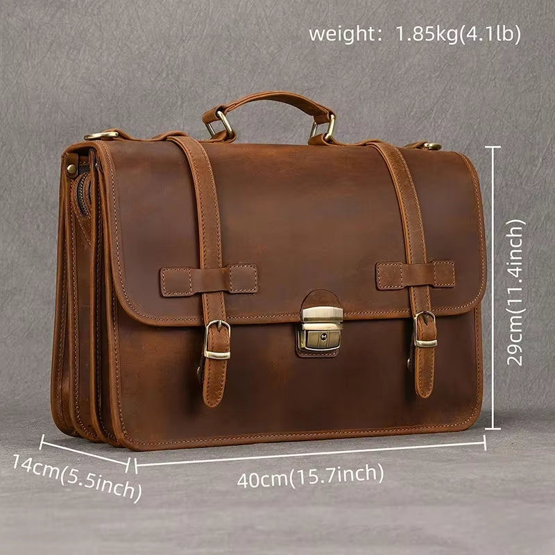 Daniel | Men's Leather Crossbody Messenger Laptop Bag Travel Bag