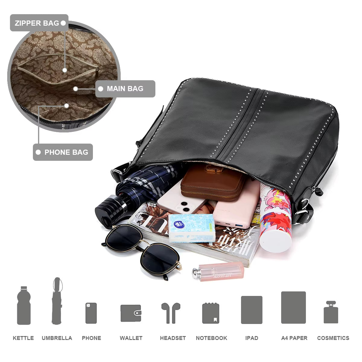 Charlotte | Vintage Style Gevest Crossbody Messenger Handbag