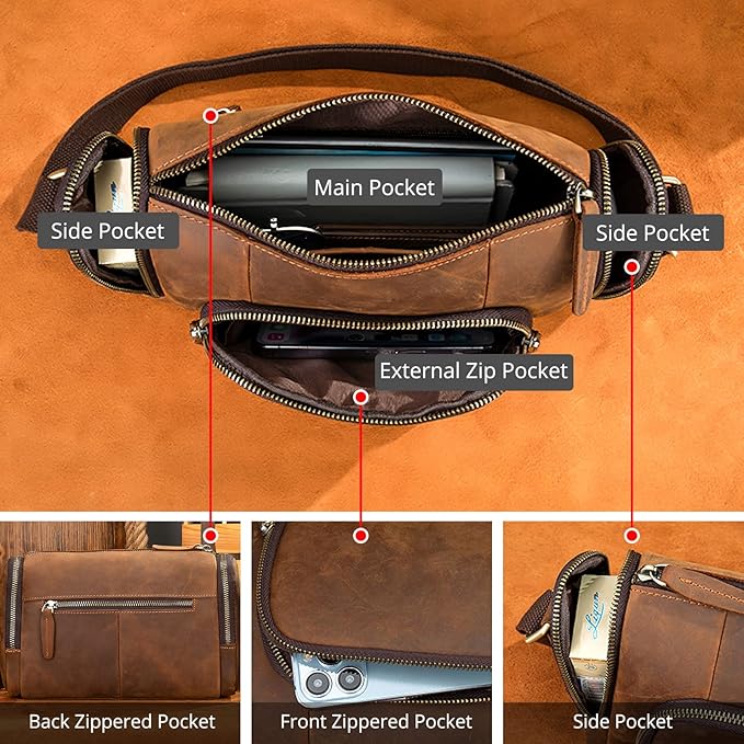 Kai | Men's Vintage Leather Crossbody Sling Travel Bag