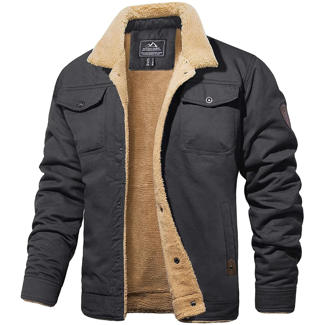 Men's warm winter thick jacket | Down button-5