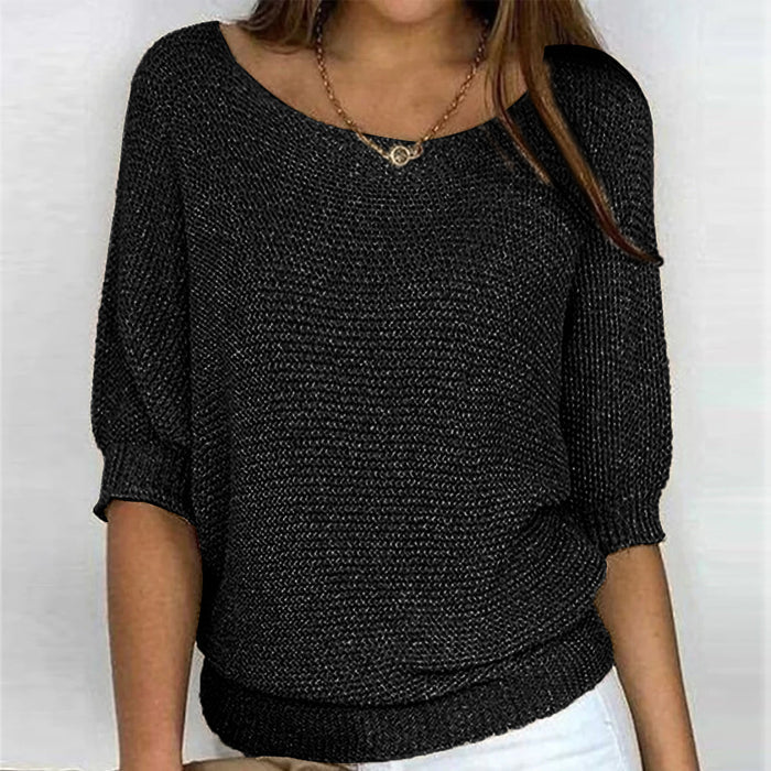 Sweater in the two -tone design made of soft knitting material for women-5