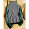 Rolling collar sweater with a geometric knitting pattern-5