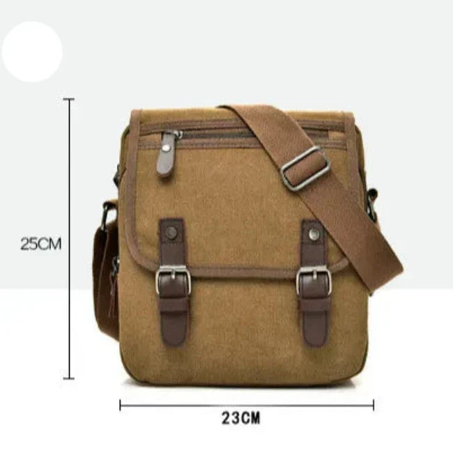 Luca | Small Canvas Crossbody Messenger Bag with Multiple Compartments