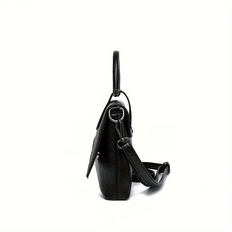 Clara | Retro Leather Shoulder Bag with Crocodile Pattern