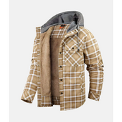 Men's checker hood button down jacket | Long -sleeved-4