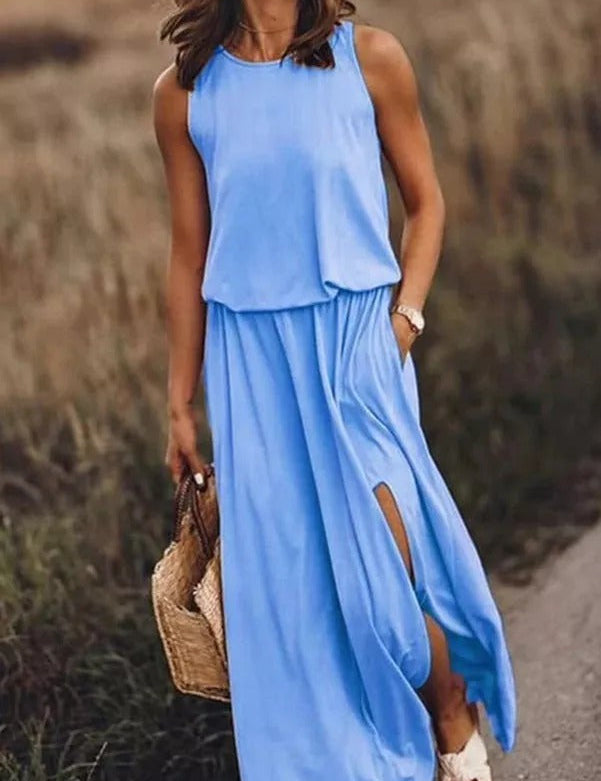 Rania | Flowing Slit Maxi Dress for Effortless Elegance