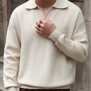 Men’s Knit Pullover Top – Relaxed Fit – Ribbed Cotton Blend – Buttonless Collar – Long Sleeve-2
