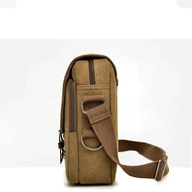 Luca | Small Canvas Crossbody Messenger Bag with Multiple Compartments
