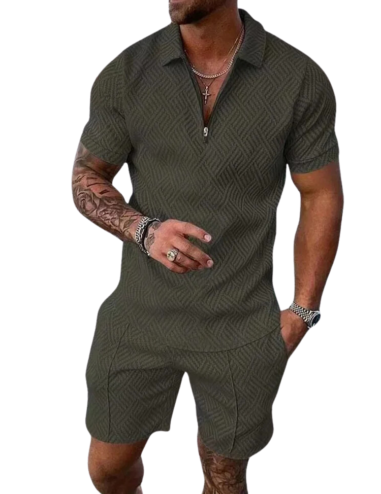 Peter | Stylish Textured Polo and Short Set