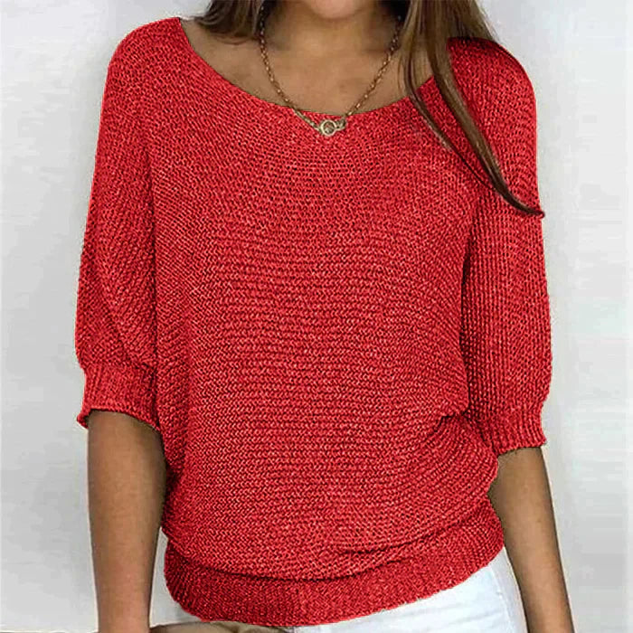 Sweater in the two -tone design made of soft knitting material for women-6