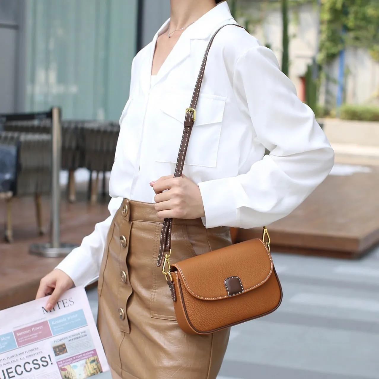 Emma | Stylish Leather Shoulder Bag with Flap
