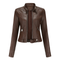 Women's zipper short biker jacket | Long -sleeved-2