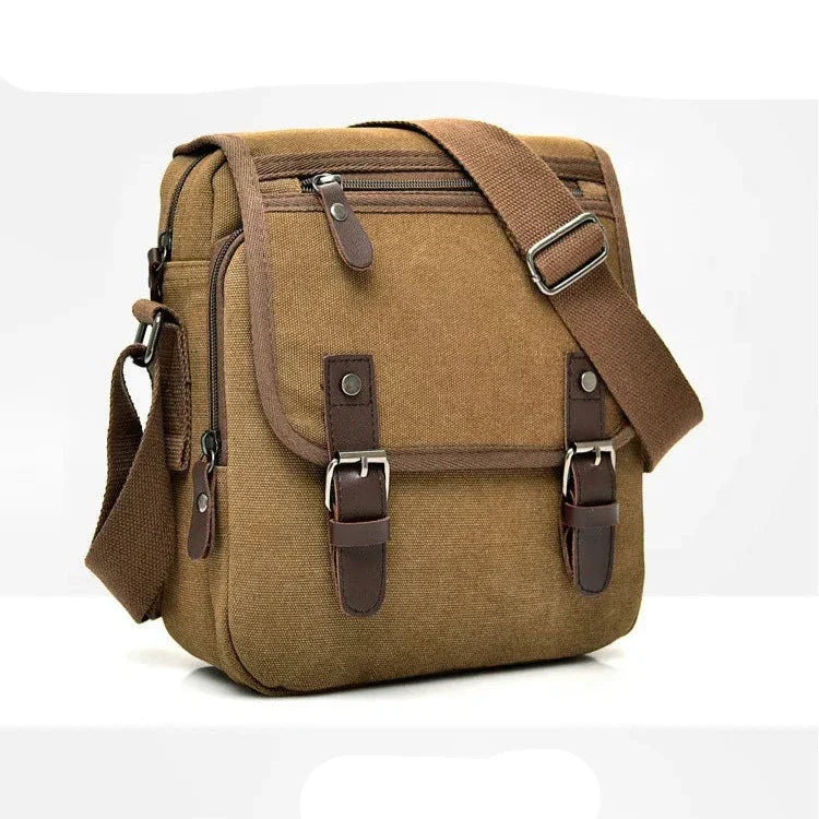 Luca | Small Canvas Crossbody Messenger Bag with Multiple Compartments