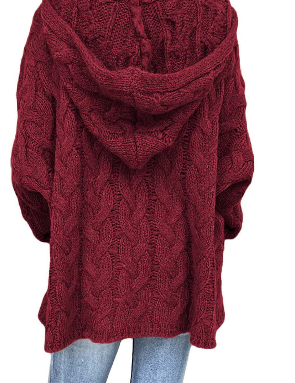 Sweaters made of soft cable knit with hood for women-4