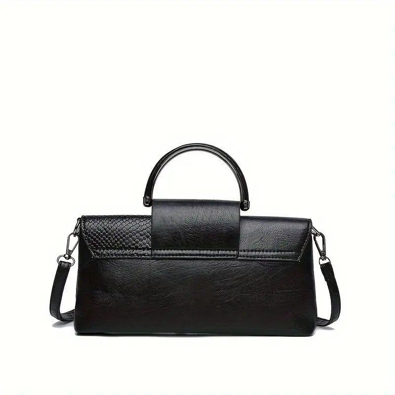 Clara | Retro Leather Shoulder Bag with Crocodile Pattern