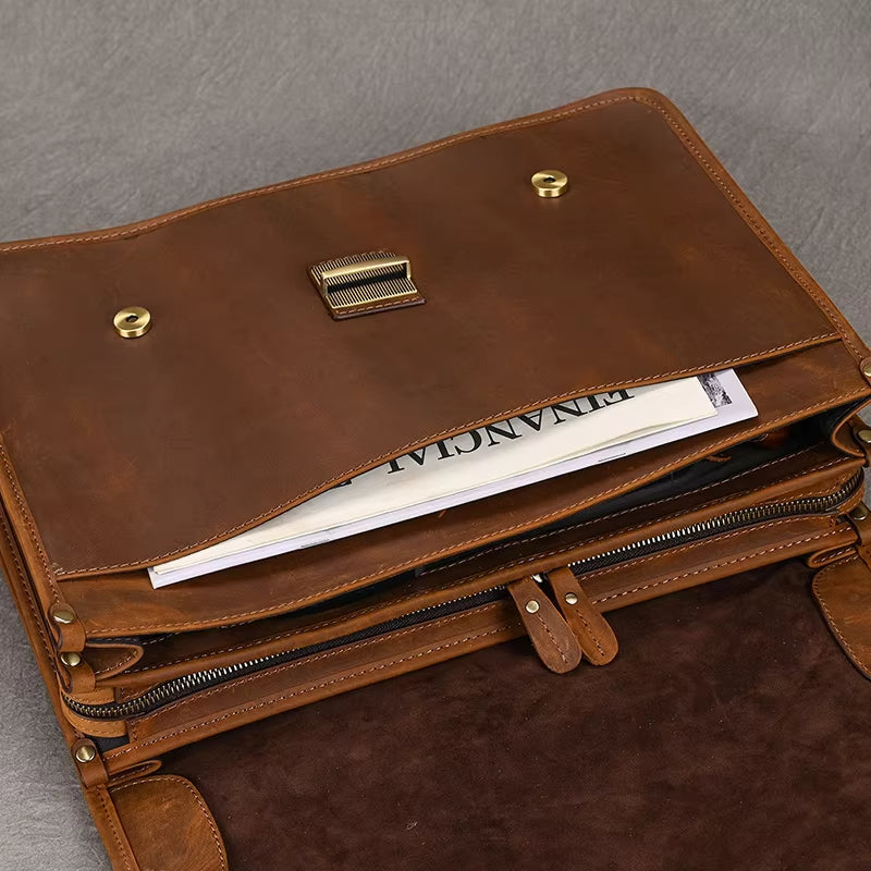 Daniel | Men's Leather Crossbody Messenger Laptop Bag Travel Bag