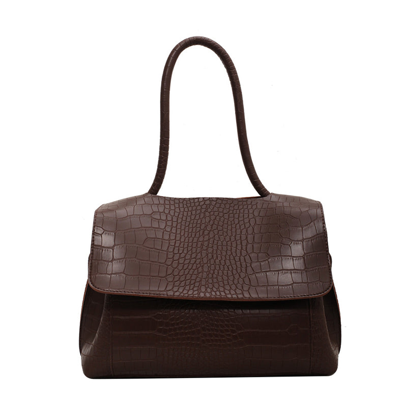 Eva | Luxe Croc-Flap Shoulder Bag