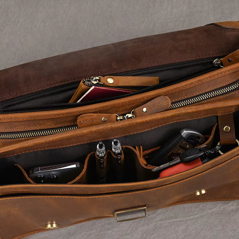 Daniel | Men's Leather Crossbody Messenger Laptop Bag Travel Bag
