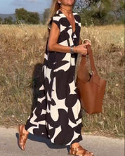 CLAIRE | V-neck Printed Maxi Dress