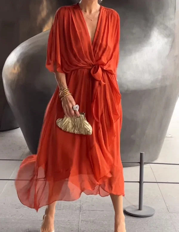 Yvette | Elegant Women's Flowy V-Neck Dress