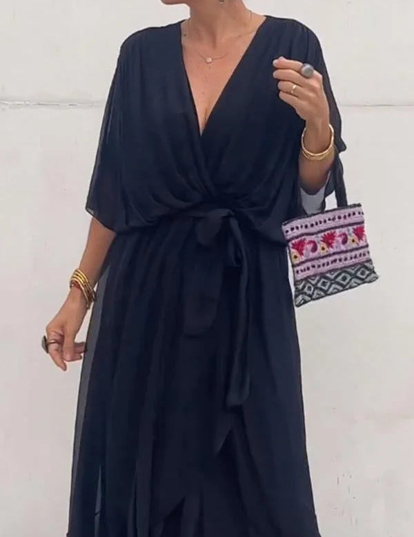 Yvette | Elegant Women's Flowy V-Neck Dress